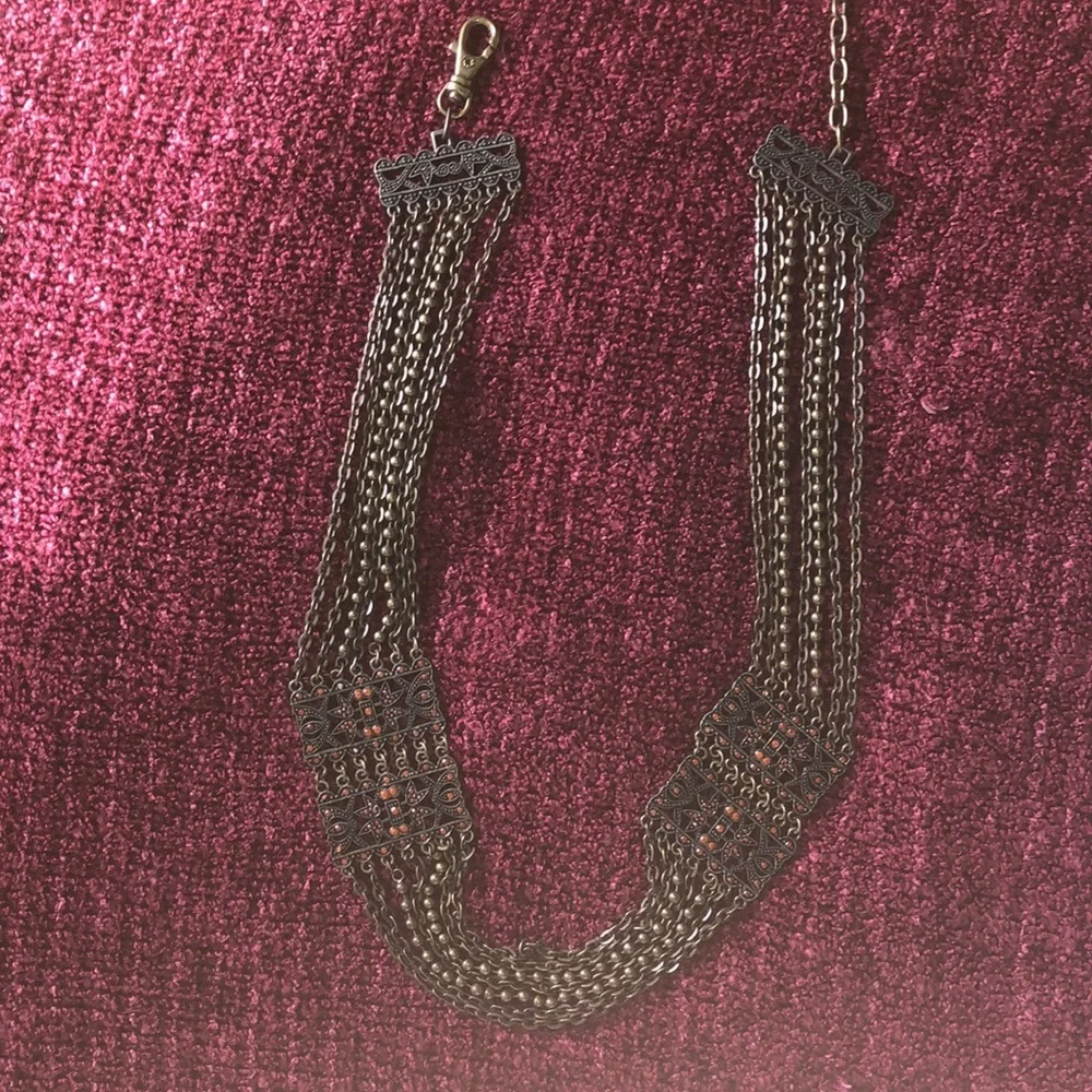 Chain Bronze Belt Featuring Orange Jewels - Picture 5 of 10